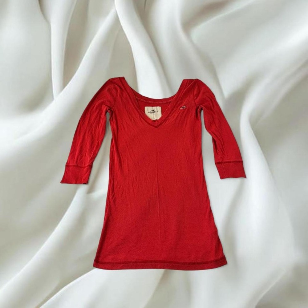 Hollister orange v-neck babydoll 3/4 sleeve top y2k mcbling fairy boho grunge